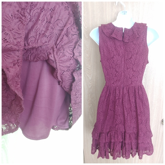 Francescas Flirty Ruffle Front Lace Dres - Picture 2 of 4